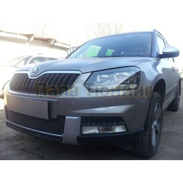 Защита радиатора Skoda Yeti Outdoor 2014- black центральная