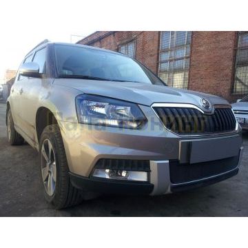 Защита радиатора Skoda Yeti Outdoor 2014- black центральная