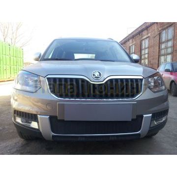 Защита радиатора Skoda Yeti Outdoor 2014- black центральная