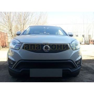 Защита радиатора Ssang Yong Actyon 2013- black низ