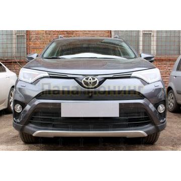 Защита радиатора Toyota Rav4 2015-2019 (с камерой) black верх