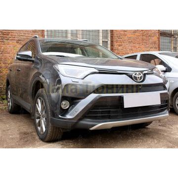 Защита радиатора Toyota Rav4 2015-2019 (с камерой) black верх