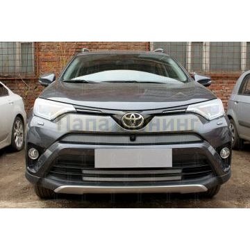 Защита радиатора Toyota Rav4 2015-2019 (с камерой) chrome верх