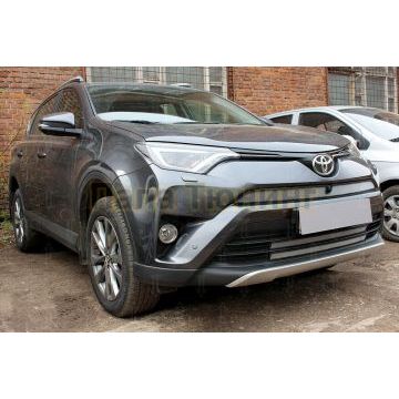 Защита радиатора Toyota Rav4 2015-2019 (с камерой) chrome верх
