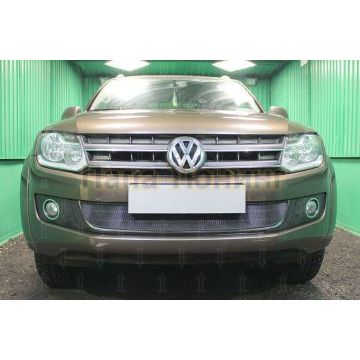 Защита радиатора Volkswagen Amarok 2010-2016 (с 3-мя горизонтальными ребрами жесткости) black