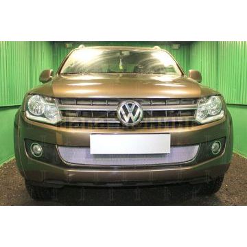 Защита радиатора Volkswagen Amarok 2010-2016 (с 3-мя горизонтальными ребрами жесткости) chrome