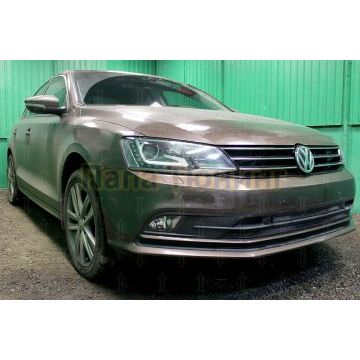 Защита радиатора Volkswagen Jetta VI 2015- (3 части) с парктроником black