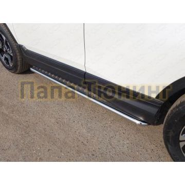 Пороги с площадкой алюминиевый лист 42 мм ТСС для Honda CR-V 2017-2019