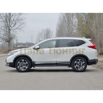Пороги с площадкой алюминиевый лист d57 вариант 2 РусСталь для Honda CR-V 2017-