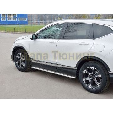 Пороги с площадкой нержавеющий лист 42 мм РусСталь для Honda CR-V 2017-