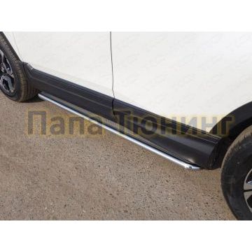 Пороги с площадкой нержавеющий лист 42 мм ТСС для Honda CR-V 2017-2019