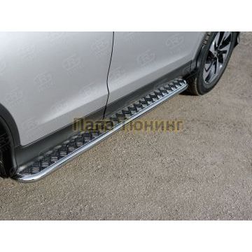 Пороги с площадкой алюминиевый лист d42 вариант 1 РусСталь для Honda CR-V 2015-2017
