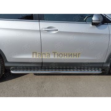 Пороги с площадкой алюминиевый лист d42 вариант 1 РусСталь для Honda CR-V 2015-2017