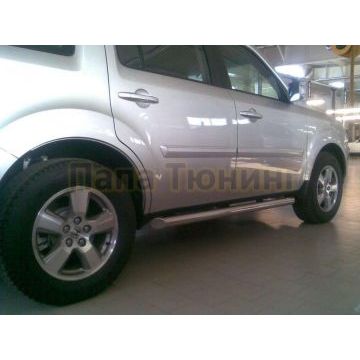 Пороги труба 63 мм вариант 1 РусСталь для Honda Pilot 2008-2015