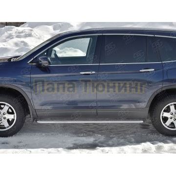 Пороги с площадкой алюминиевый лист d42 вариант 2 для Honda Pilot 2016-