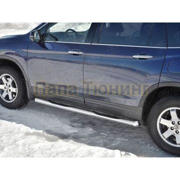 Защита штатных порогов d76 с накладкой вариант 1 для Honda Pilot 2016-