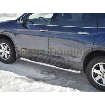 Защита штатных порогов d76 с накладкой вариант 3 для Honda Pilot 2016-