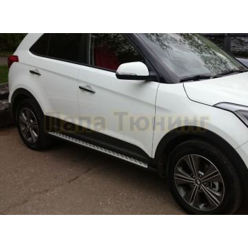 Пороги алюминевые BMW-style OEM Tuning для Hyundai Creta 2016-2021