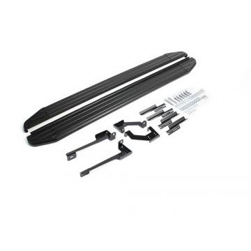 Пороги алюминиевые Rival Black-Premium для Hyundai Creta 2016-2021