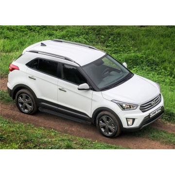 Пороги алюминиевые Rival Black Start для Hyundai Creta 2016-2021