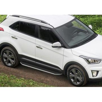 Пороги алюминиевые Rival Premium для Hyundai Creta 2016-2021